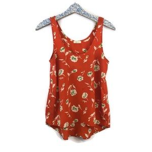 Everly Orange floral high-low tank top size small
